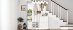 Btm Coat Rack Hall Tree With Shoe Rack, Cabinet, 5 Hooks And Mirror, 5In1 Entryway Stand, 135X25X180Cm White - thumbnail 9