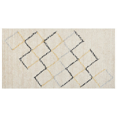 Beliani Rug Tezpur Beige 80 X 150 Cm Cotton - image 1