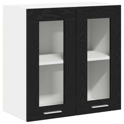Berkfield Modern Hanging Glass Cabinet In Black Oak - 60X31X60 Cm, Made From Engineered Wood