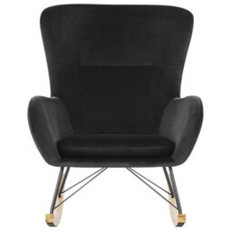 Beliani Rocking Chair Ellan Velvet Black - thumbnail 4