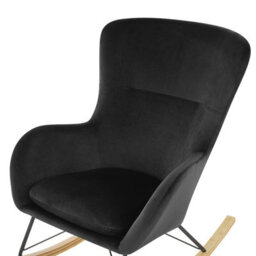 Beliani Rocking Chair Ellan Velvet Black - thumbnail 6