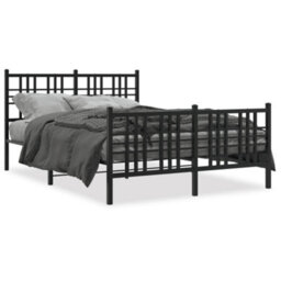 Berkfield Metal Bed Frame Without Mattress With Footboard Black 137X190Cm - thumbnail 2