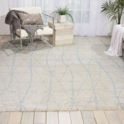 White Luxurious Modern Wool Easy To Clean Geometric Handmade Dining Room And Living Room Rug -168Cm X 226Cm - thumbnail 3