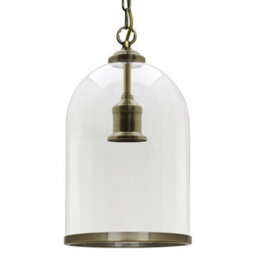 Long Life Lamps Company Antique Brass Vintage Ceiling Pendant Light Glass Lamp Shade Bell Chain Lantern H3054 - thumbnail 3