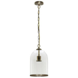 Long Life Lamps Company Antique Brass Vintage Ceiling Pendant Light Glass Lamp Shade Bell Chain Lantern H3054 - thumbnail 4