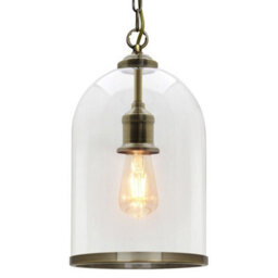 Long Life Lamps Company Antique Brass Vintage Ceiling Pendant Light Glass Lamp Shade Bell Chain Lantern H3054 - thumbnail 1