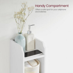 Songmics Narrow Bathroom Storage Cabinet With Adjustable Shelves And Door, Freestanding, Bathroom Floor Storage Unit, White - thumbnail 4