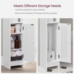 Songmics Narrow Bathroom Storage Cabinet With Adjustable Shelves And Door, Freestanding, Bathroom Floor Storage Unit, White - thumbnail 5