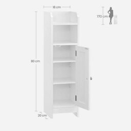 Songmics Narrow Bathroom Storage Cabinet With Adjustable Shelves And Door, Freestanding, Bathroom Floor Storage Unit, White - thumbnail 2
