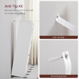 Songmics Narrow Bathroom Storage Cabinet With Adjustable Shelves And Door, Freestanding, Bathroom Floor Storage Unit, White - thumbnail 6