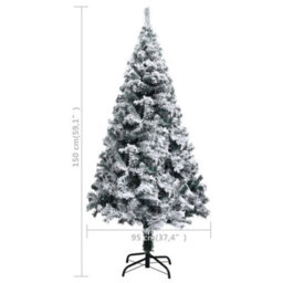 Berkfield Artificial Christmas Tree With Flocked Snow Green 150 Cm Pvc - thumbnail 6