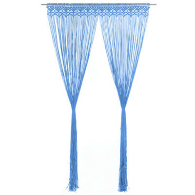 Berkfield Macrame Curtain Blue 140X240 Cm Cotton - image 1