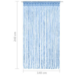 Berkfield Macrame Curtain Blue 140X240 Cm Cotton - thumbnail 5