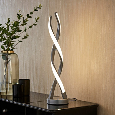 Valuelights Infinity Matte Silver Double Twist Integrated Led Table Lamp - image 1
