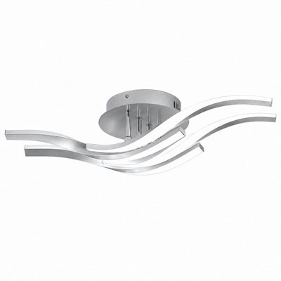 Shopnbits 32W Led Ceiling Light Modern Wave Design Cool White 6500K Silver Flush Ceiling Lamp For Living Room Bedroom Kitchen Hall - image 1