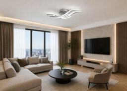 Shopnbits 32W Led Ceiling Light Modern Wave Design Cool White 6500K Silver Flush Ceiling Lamp For Living Room Bedroom Kitchen Hall - thumbnail 2