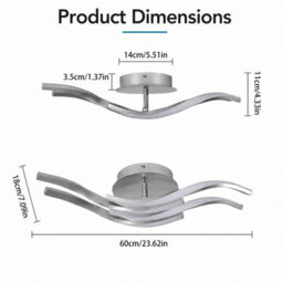 Shopnbits 32W Led Ceiling Light Modern Wave Design Cool White 6500K Silver Flush Ceiling Lamp For Living Room Bedroom Kitchen Hall - thumbnail 6