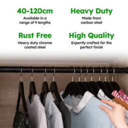 Black Oval Wardrobe Rail, 60Cm Wall Mounted Clothes Hanging Rail - thumbnail 2