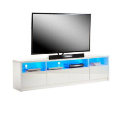 MMT Funiture Designs Modern White 200Cm Matt Gloss Tv Stand Cabinet Suitable For 55 65 70 75 80 Inch 4K Led Flat Screen Tv's - thumbnail 3
