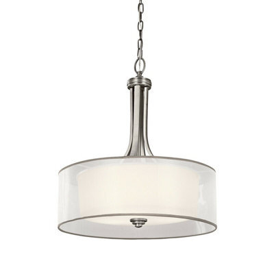 Elegant White Organza Ceiling Pendant Light With Antique Pewter Finish For Modern Interiors