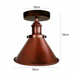 Semi Flush Mount Ceiling Light With E27 Base Industrial Vintage Brass Cone Shade Rustic Red For Kitchen Or Dining Room - thumbnail 2