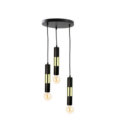 Luminosa Lighting Luminosa Magnum Cluster Pendant Ceiling Light Black, Gold, 30Cm, 3X E27