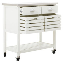 Premier Housewares Interiors By Premier Sturdy Cream Kitchen Trolley, Contemporary Kitchen Trolley For Entertaining Guests, Versatile Storge Trolley - thumbnail 2