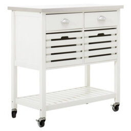 Premier Housewares Interiors By Premier Sturdy Cream Kitchen Trolley, Contemporary Kitchen Trolley For Entertaining Guests, Versatile Storge Trolley - thumbnail 1