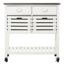 Premier Housewares Interiors By Premier Sturdy Cream Kitchen Trolley, Contemporary Kitchen Trolley For Entertaining Guests, Versatile Storge Trolley - thumbnail 5