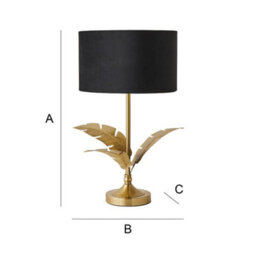 Valuelights Christina Black Velvet With Gold Inner Drum Shade Gold Palm Leaf Table Lamp - thumbnail 7
