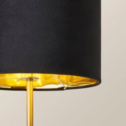 Valuelights Christina Black Velvet With Gold Inner Drum Shade Gold Palm Leaf Table Lamp - thumbnail 3