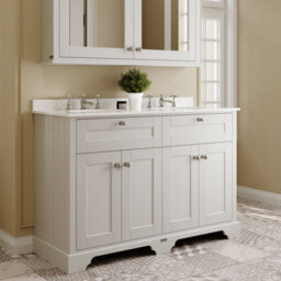 Hudson Reed Floor Standing 4 Door Traditional Vanity Unit With 3 Tap Hole White Marble Double Basin, Timeless Sand, 1220 X 470 mm - thumbnail 4