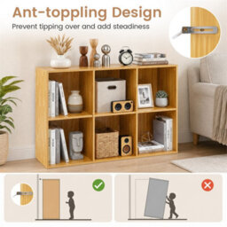 Yellow Modern 6 Cube Bookshelf Display Rack Horizontal Vertical Bookcase Organizer - thumbnail 4
