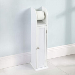 Free-Standing Wooden Toilet Paper Roll Holder With Shelf, Bathroom Storage Organizer Cabinet - thumbnail 2