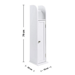 Free-Standing Wooden Toilet Paper Roll Holder With Shelf, Bathroom Storage Organizer Cabinet - thumbnail 7