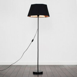 Valuelights Charles Black Floor Lamp With Metallic Inner Tapered Shade & Bulb - thumbnail 4