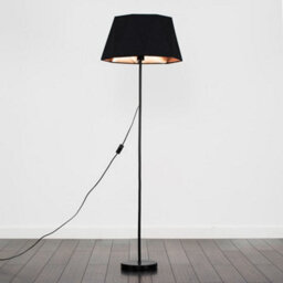 Valuelights Charles Black Floor Lamp With Metallic Inner Tapered Shade & Bulb - thumbnail 5