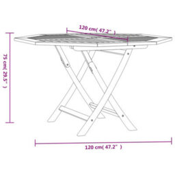 Berkfield Folding Garden Table 120X120X75 Cm Solid Wood Teak - thumbnail 8