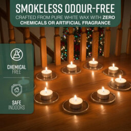 Globrite 50 Pack Unscented Tea Lights - 8 Hour Burn Tealight Candles - Long Burning Tea Lights - thumbnail 4