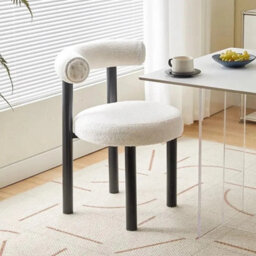 White Soft Backrest Makeup Vanity Stool Bedroom Home Decor Seat - thumbnail 3