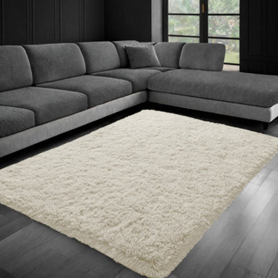 Aspire Homeware Non Slip Cream Shaggy Rug Soft Fluffy Washable, Living Area And Bedroom Rug, (L)170Cm X (W)120Cm - image 1