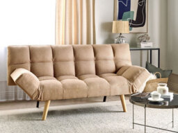 Beliani Sofa Bed 2 Seater Ingaro Fabric Light Brown - thumbnail 2