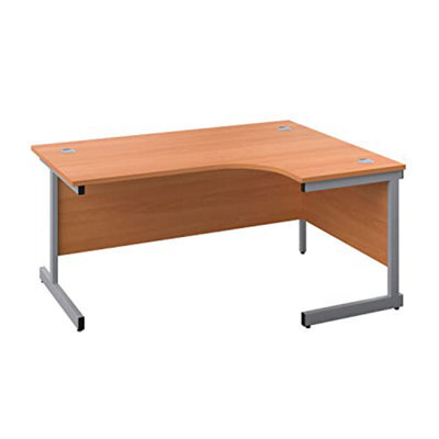 Office Hippo Heavy Duty Right Corner Desk - Strong & Reliable Workstation, Integrated Cable Ports, Pc For Or Home - Beech Top /