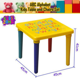 ATEK Abc Alphabet Plastic Table & Chair Set Vibrant Durable Furniture Learning & Play Multi-Color For Toddler Yellow & Red - thumbnail 3