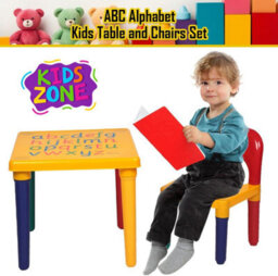 ATEK Abc Alphabet Plastic Table & Chair Set Vibrant Durable Furniture Learning & Play Multi-Color For Toddler Yellow & Red - thumbnail 6