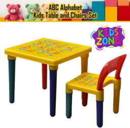 ATEK Abc Alphabet Plastic Table & Chair Set Vibrant Durable Furniture Learning & Play Multi-Color For Toddler Yellow & Red - thumbnail 5
