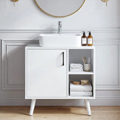 Under Sink Cabinet Bathroom Basin Unit Cupboard Storage Furniture & Shelf White - image 1
