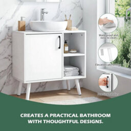Under Sink Cabinet Bathroom Basin Unit Cupboard Storage Furniture & Shelf White - thumbnail 4