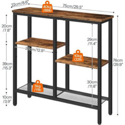 Industrial 4 Tier Storage Console Hallway Sofa Table - thumbnail 2