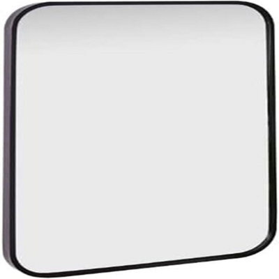 Biznest Black Curved Metal Mirror 40X120Cm Aluminium Frame Wall Mounted For Bathroom Or Living Room